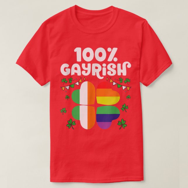T-shirt 100 Gayrish Joyeuse St Patrick's Day LGBT Pride (Design devant)