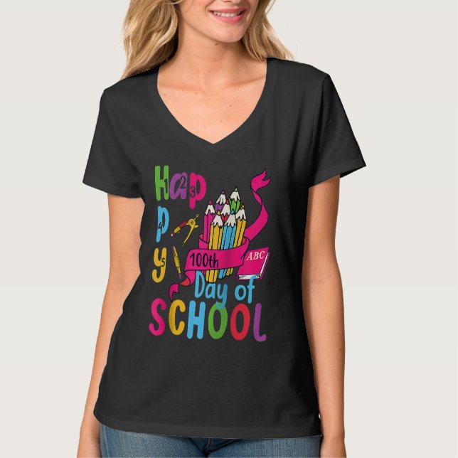 T-shirt 100 Happy School Teacher's Day 100 Smarter Women's (Devant)