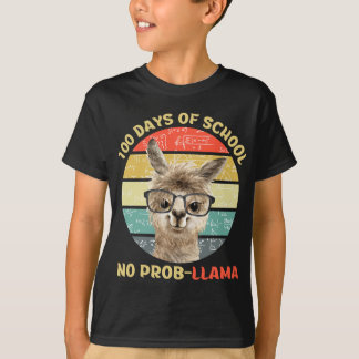 T-shirt 100 Jour D'École Pas De Problème Llama Alpaca Math