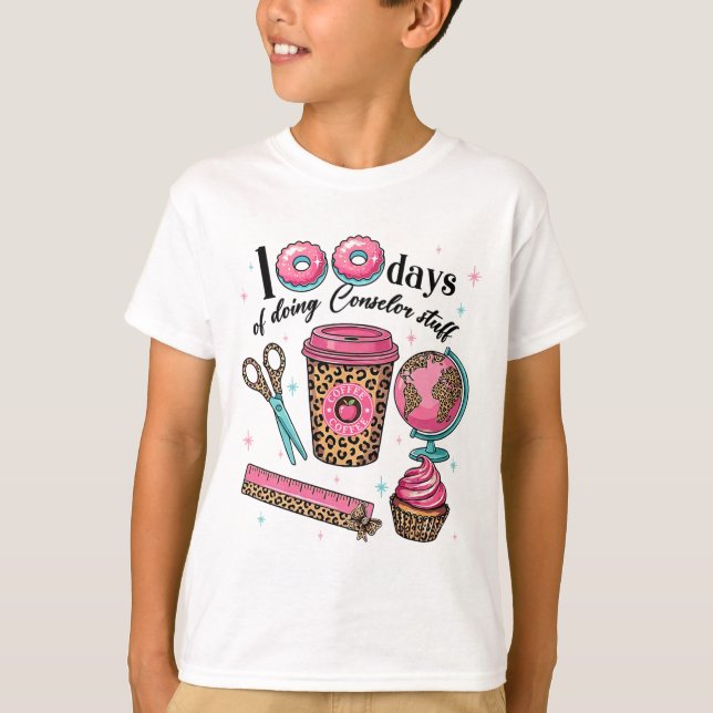 T-shirt 100 jours à faire des choses d'enseignant, Joyeux  (Devant)