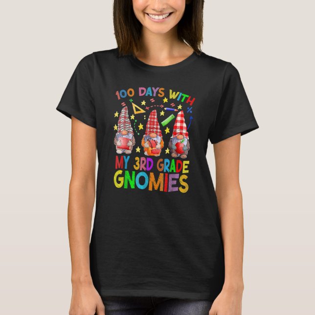 T-shirt 100 Jours Avec Mes Gnomes de 3e année Enseignants  (Devant)