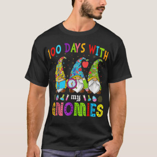 T-shirt 100 Jours Avec Mes Gnomies Enseignant Étudiant Drô