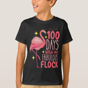 T-shirt 100 jours avec mon école de flamants roses fabuleu
