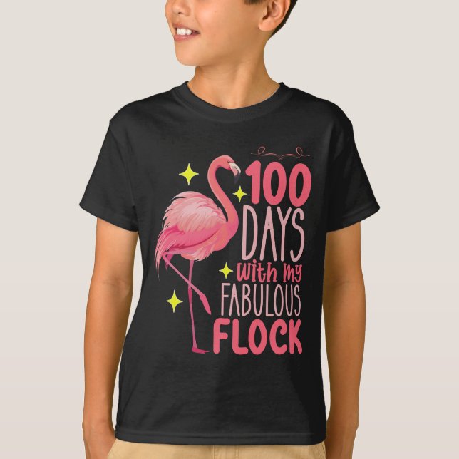 T-shirt 100 jours avec mon école de flamants roses fabuleu (Devant)