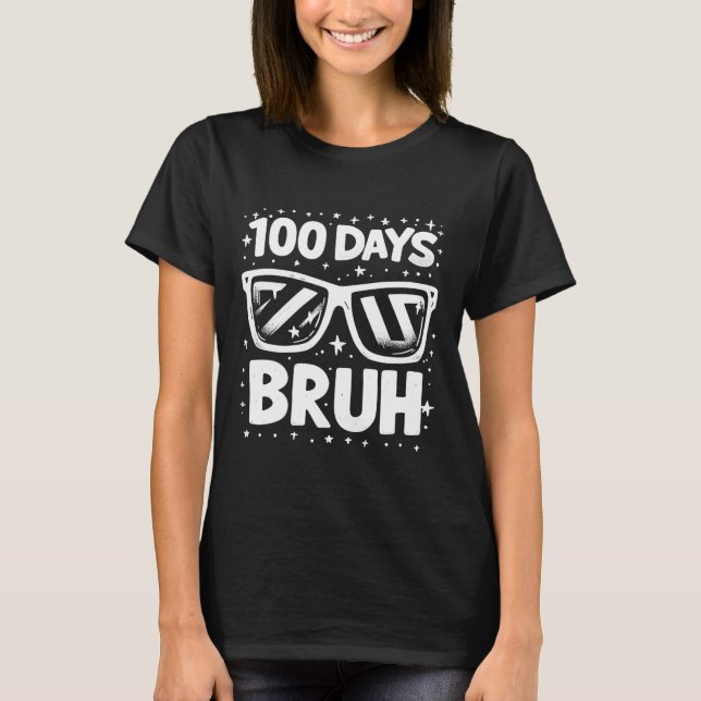 T-shirt 100 Jours Bruh Sungles 100ème Jour De L'École Garç (Devant)