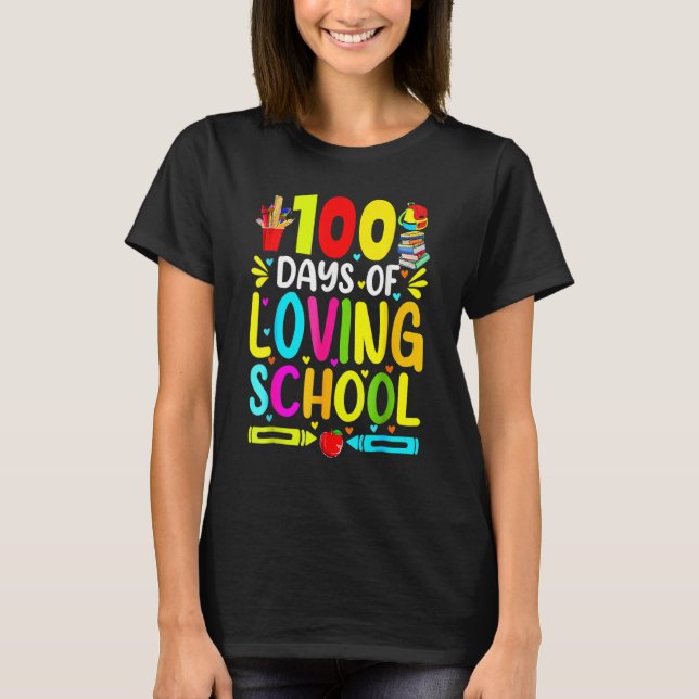 T-shirt 100 Jours D'Amour École Mignonne 100E Jour D'École (Devant)