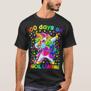T-shirt 100 jours d'apprentissage magique Dabbing Unicorn