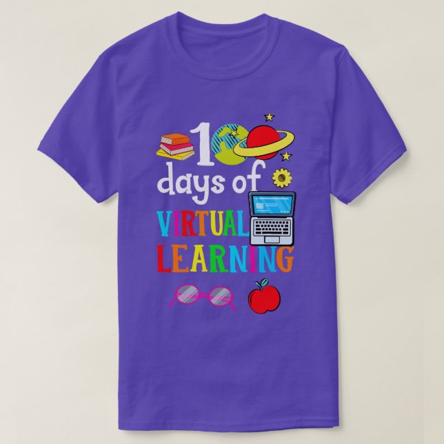 T-shirt 100 Jours D'Apprentissage Virtuel À L'École Accuei (Design devant)
