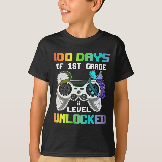 T-shirt 100 Jours De 1Ere Classe Jeu Déverrouillé Vidéo G (Devant)