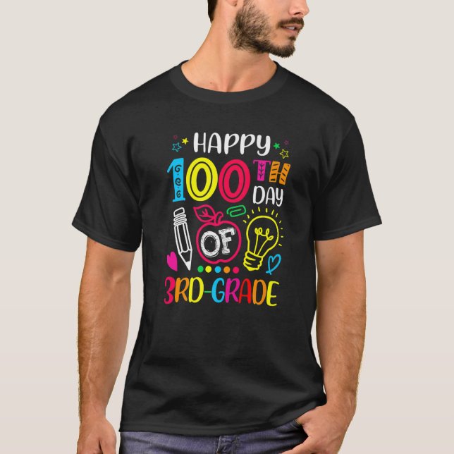 T-shirt 100 jours de 3e année 100e jour d'école Professeur (Devant)