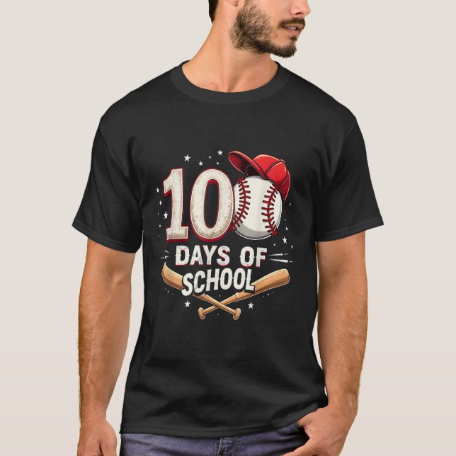 T-shirt 100 Jours De Baseball Scolaire 100E Jour D'École (Devant)