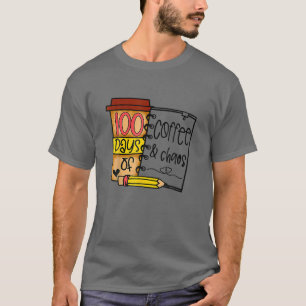 T-shirt 100 jours de café et de chaos 100e jour d'école F