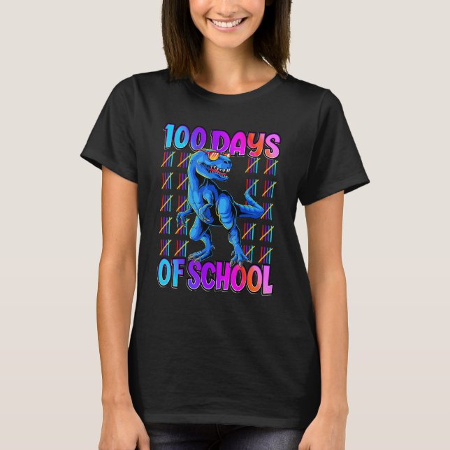 T-shirt 100 Jours De Chemise D'École T Rex 100 Jours Smart (Devant)