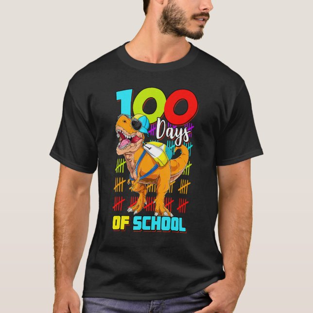 T-shirt 100 Jours De Dinosaure Scolaire 100 Jours Smarter  (Devant)