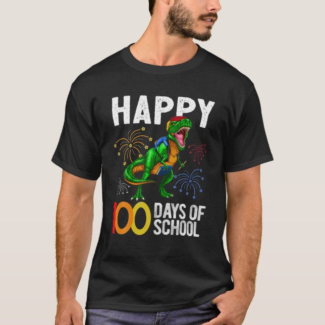 T-shirt 100 Jours De Dinosaure Scolaire T Rex (Devant)