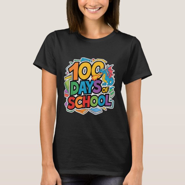 T-shirt 100 Jours De Dragon Scolaire Thème Enfants Enseign (Devant)