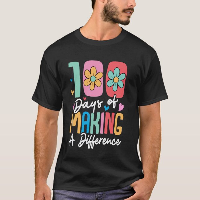T-shirt 100 jours de faire une différence Enseignant Élève (Devant)