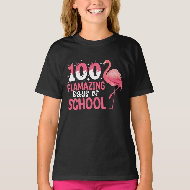 T-shirt 100 Jours de flamazing de Flamant rose scolaire En (Devant)