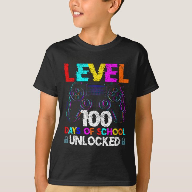 T-shirt 100 Jours De Gamer Garçon Niveau 100 Ga Déverrouil (Devant)