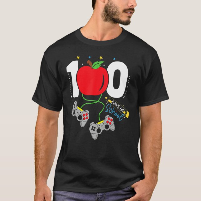 T-shirt 100 jours de jeux vidéo scolaires jeux pomme ensei (Devant)