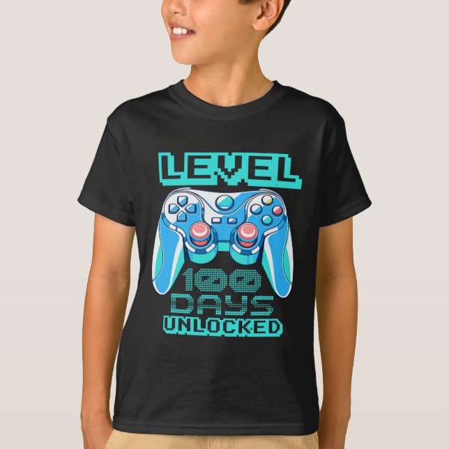 T-shirt 100 Jours De L'École Déverrouillé Video Game Contr (Devant)