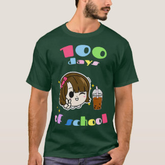 T-shirt 100 Jours de l'école fille bulle thé chocolat