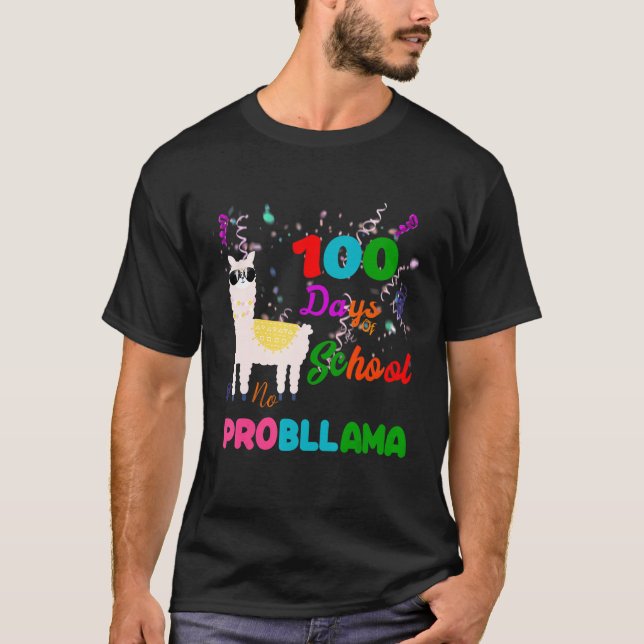 T-shirt 100 Jours de l'école Llama Pas de problème Alpaca  (Devant)