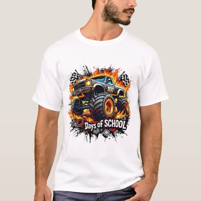 T-shirt 100 jours de l'école Monster Truck 100e jour de Sc (Devant)