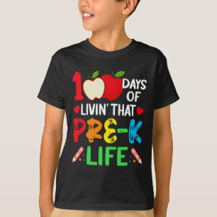 T-shirt 100 Jours De L'École Pré-k Étudiant À La Vie