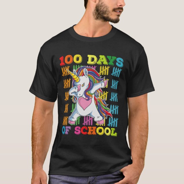 T-shirt 100 Jours De L'École Unicorn Enseignant (Devant)