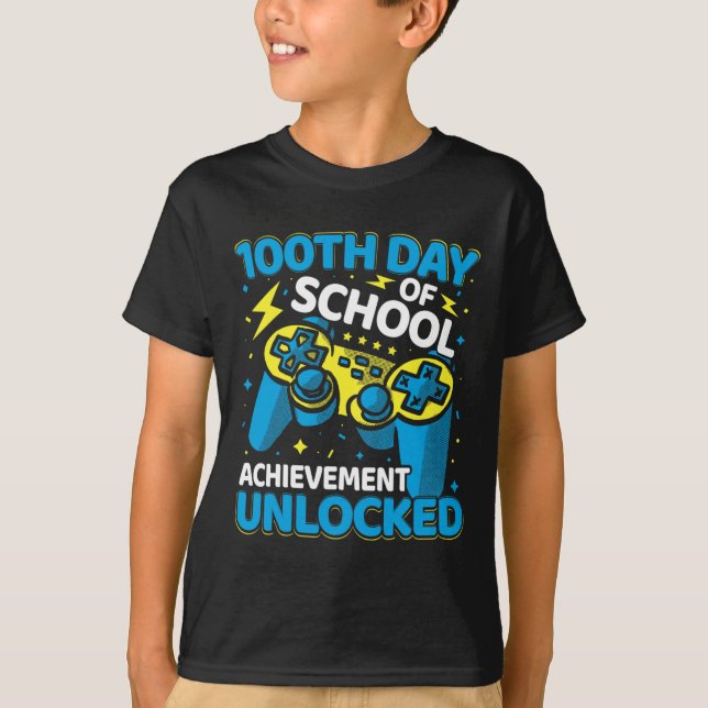 T-shirt 100 Jours De L'École Vidéo Contrôleur De Jeu Garço (Devant)