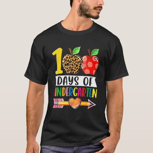 T-shirt 100 Jours De Maternelle Coeur Leopard 100E Jour O (Devant)
