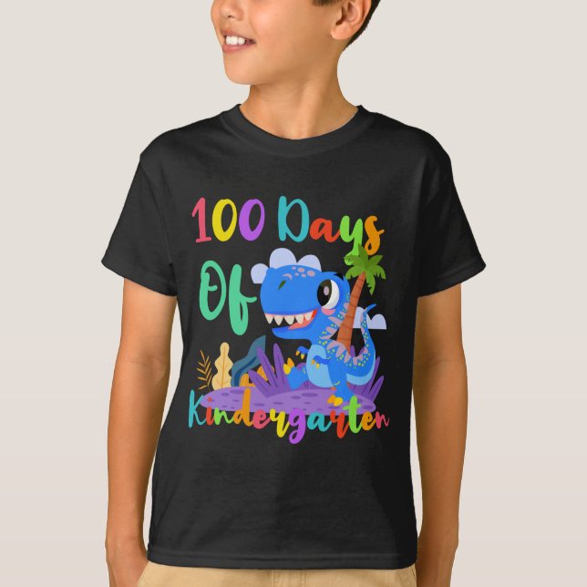T-shirt 100 Jours De Maternelle Drôle Enseignant Dinosaure (Devant)