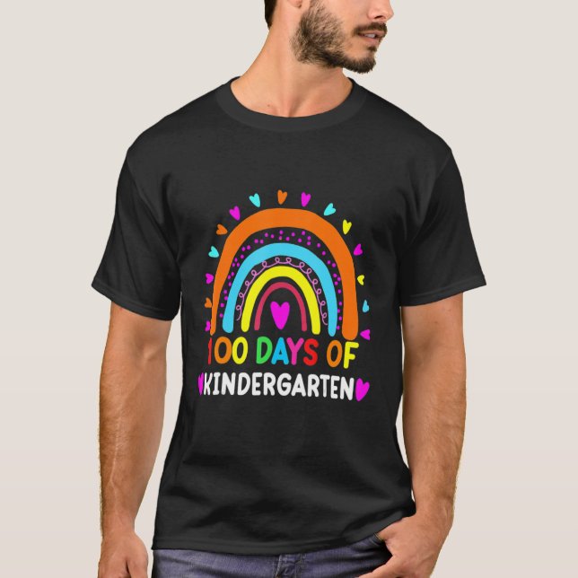 T-shirt 100 Jours De Maternelle École Rainbow Enseignant S (Devant)