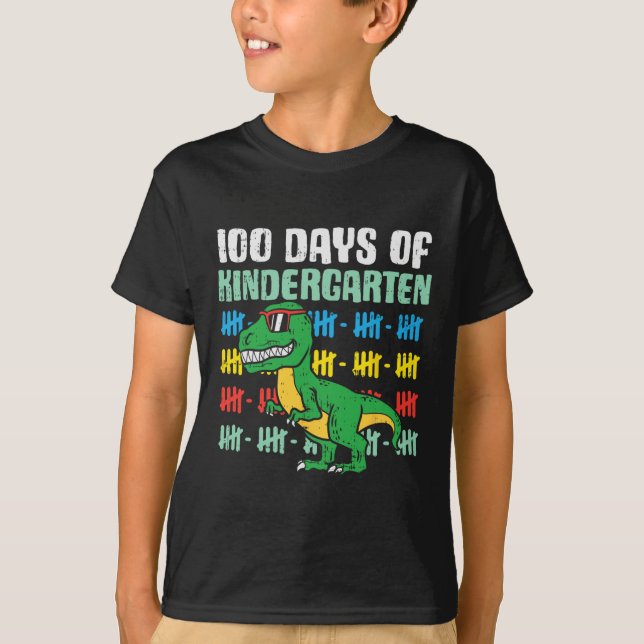 T-shirt 100 Jours De Maternelle Trex Dinosaur 100E Jour S (Devant)