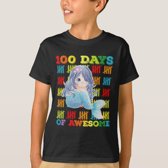T-shirt 100 Jours De Mermaid Magnifique 100E Jour De L'Éco (Devant)
