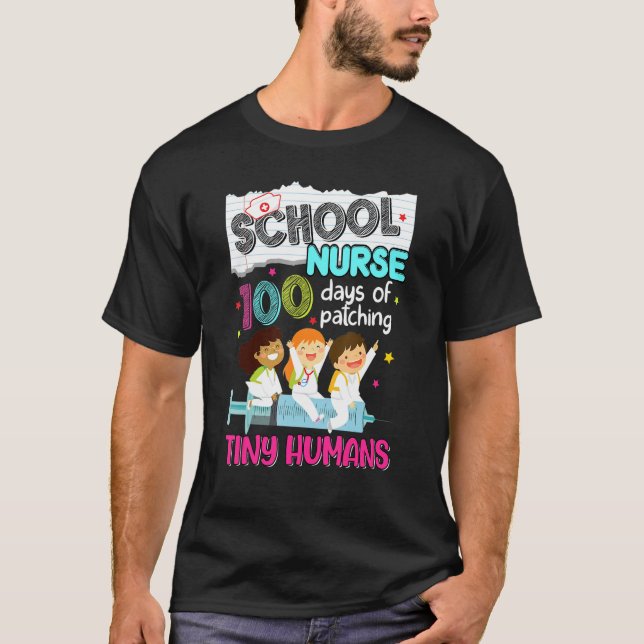T-shirt 100 Jours De Patching Minuscule Humains École Infi (Devant)