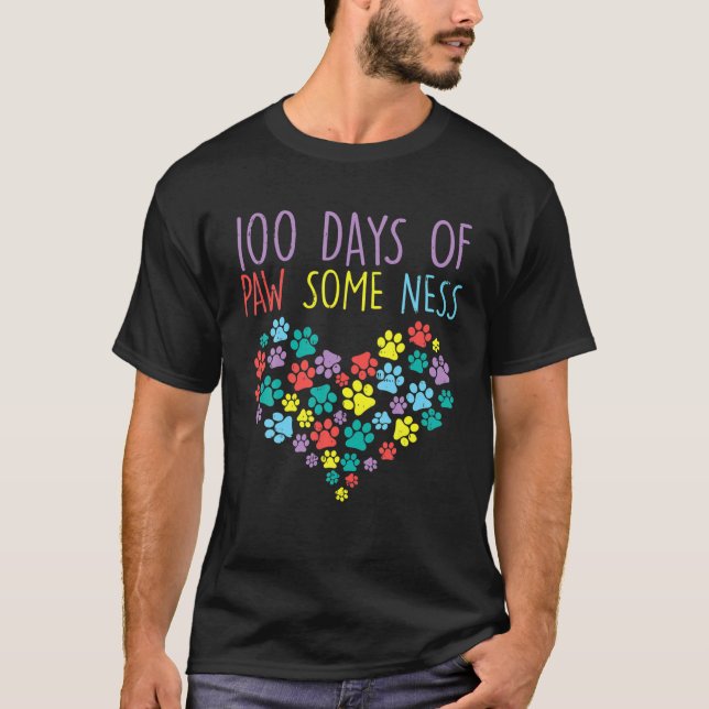 T-shirt 100 Jours De Pawsomesse Coeur 100E Jour École Chie (Devant)