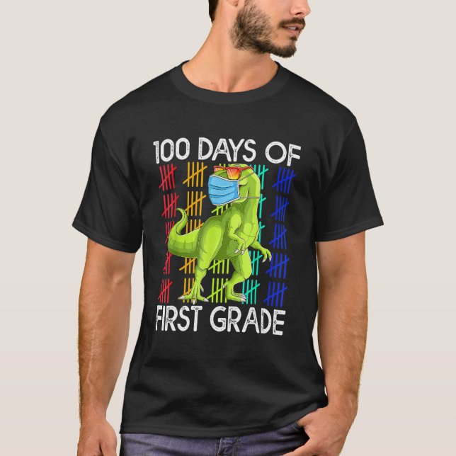 T-shirt 100 Jours de première année Dinosaur Dino Trex (Devant)