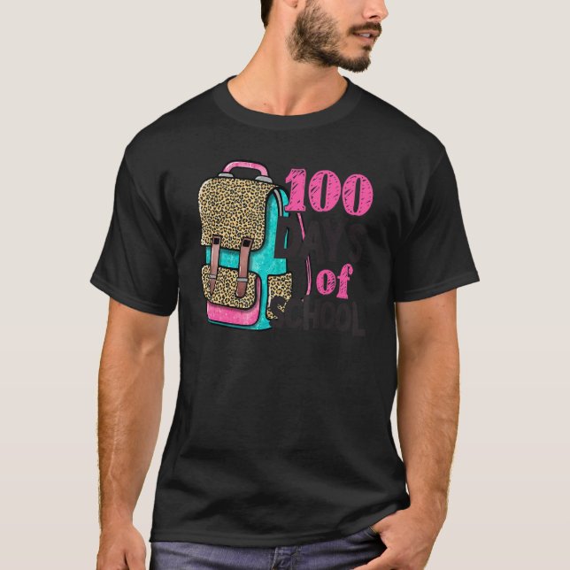 T-shirt 100 Jours De Sac À Dos Leopard De L'École Joyeux 1 (Devant)