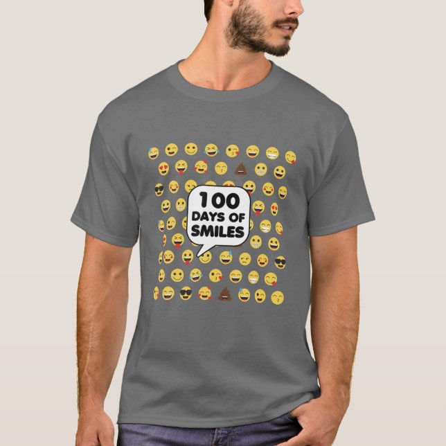 T-shirt 100 Jours De Sourires Emoji Filles En Tenue 100E J (Devant)