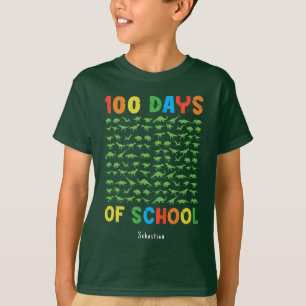 T-shirt 100 jours d'école 100 dinosaures verts