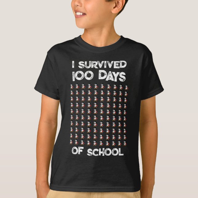 T-shirt 100 Jours D'École 100 Penguins Design (Devant)