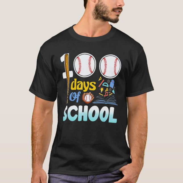 T-shirt 100 jours d'école 100e jour baseball professeur ét (Devant)