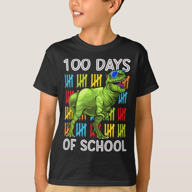 T-shirt 100 Jours D'École 100E Jour Dino T Rex Enseignant  (Devant)
