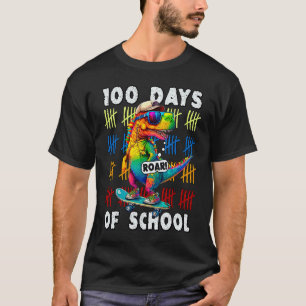 T-shirt 100 Jours D'école 100e Jour Dinosaure Rex Élève 