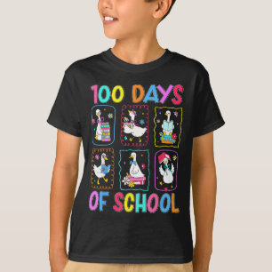 T-shirt 100 Jours D'école 100ème Jour Drôle Oie Garçons Fi