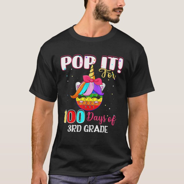 T-shirt 100 Jours D'École 3E Grade Unicorn Fidget 100E (Devant)