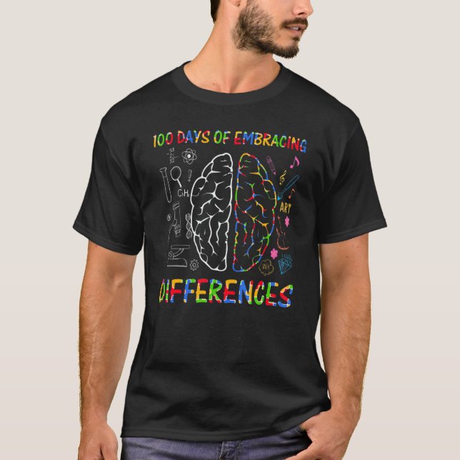 T-shirt 100 Jours D'école Acceptation des Différences TSA (Devant)