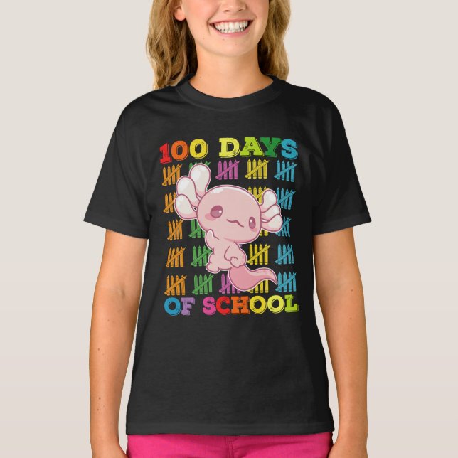 T-shirt 100 Jours D'école Axolotl Enseignant (Devant)